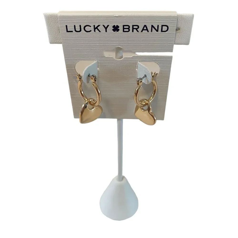 Bright Goldtone Heart Drop Earrings.